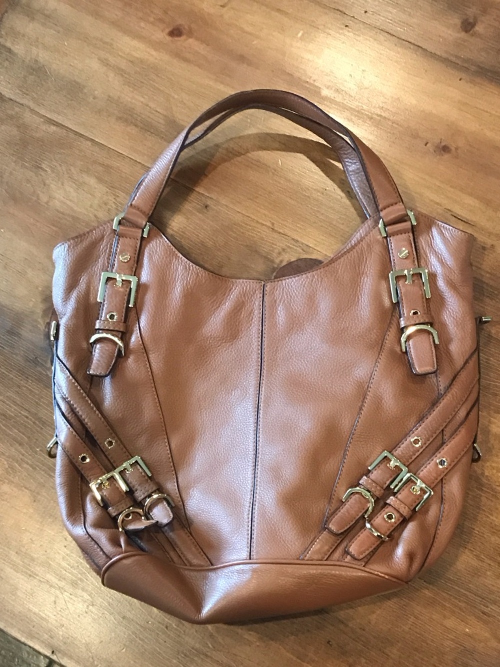 Michael Kors Cognac Leather Shoulder Bag with Gold Hardware